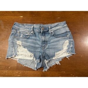 American Eagle Outfitters  Distressed Jean Shortie Shorts